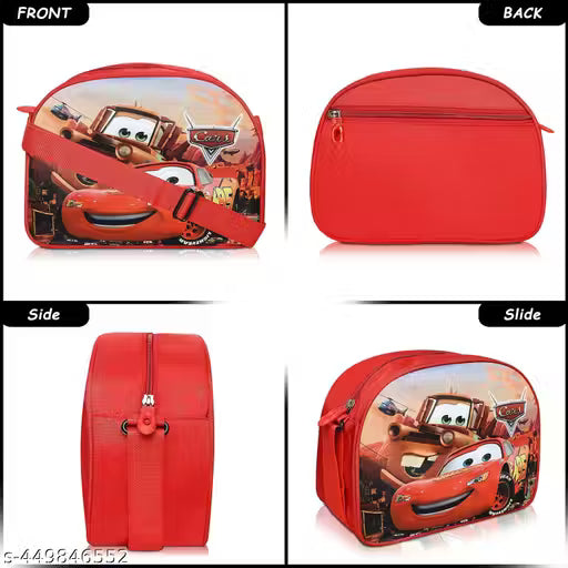 Stylbase Leakproof Hot and Cold Unisex Car Kids Lunch Bag Cartoon Printed Waterproof tiffin bag for Boys And Girls School Travel Picnic LKG 1st 2nd class Ages 5-7 Years 6.6 inches
