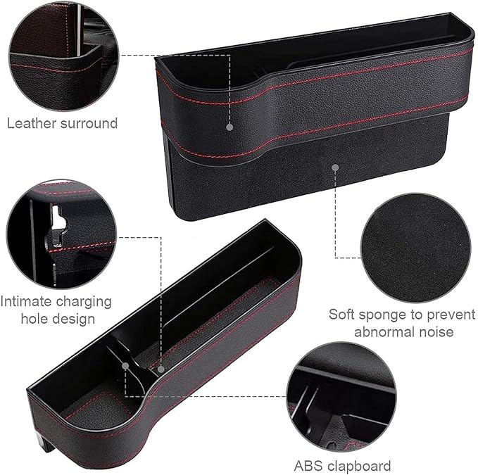 Leather Car Boot Bag: Driver Seat Gap Filler Console Side Pocket with Bottle/Can Holder pack of 1