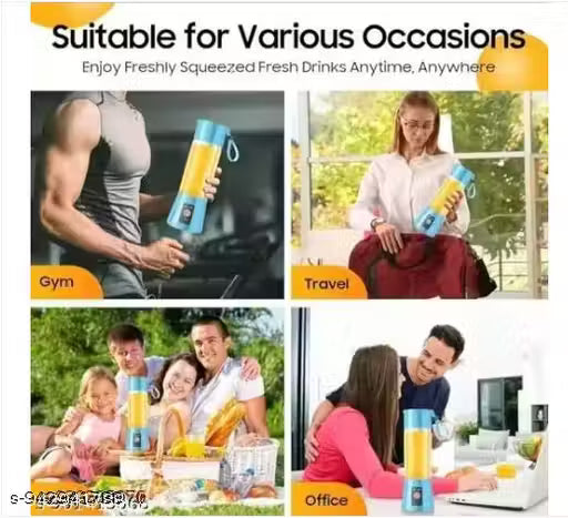 Portable USB Rechargeable Mini Juicer Blender Bottle for Smoothies & Juicer Maker – 6 Blade Electric Mixer Grinder Travel Bott