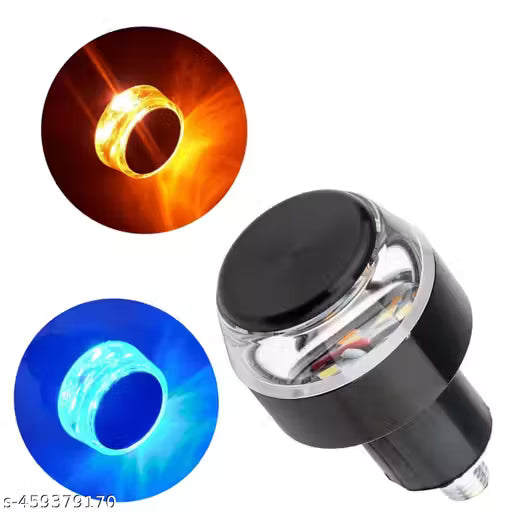 Vagary 2pcs Motorcycle Modified LED Handlebar Light Pole End Indicators Bike Handle Light (Blue Orange)