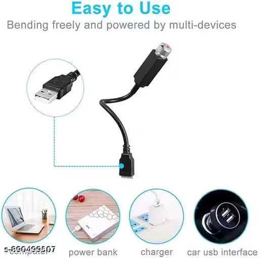 USB Car Roof Star LED Lights, Flexible Romantic Night Lamp Fit All Cars Ceiling Decoration Light Interior Ambient No Need to Install (Red)