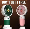 PACK OF 2 Portable Cartoon Shaped Handheld USB Rechargeable Small Fan & Student Desktop Phone Holder (Pack Of 2)