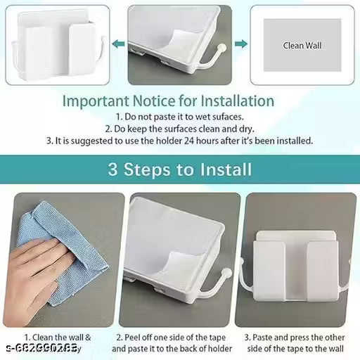 Wall Mount Self-Adhesive Wall Storage Mobile Holder | Mobile Phone Charging Bracket | Multipurpose Organizer Wall Mount Holder for Remotes,Phone (Multicolour Pack