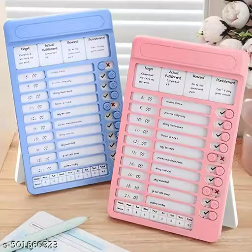 Cute Habit/Schedule Tracker Portable Self-Discipline Chores Chart Daily Checklist Board with 15 Pcs Blank Paper Sliding Morning Routine Chart Planning Boards Reminder Chart for Home School Office (1ps/Pink)