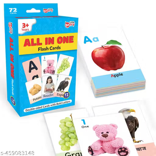 Little Berry All in One Flash Cards Book for Kids Toys | 72 Double-sided Flashcards for Kids 1 to 6 Years | Learning Toy for Kids, Boys & Girls | Educational Toy with 120+ Pictures for Children