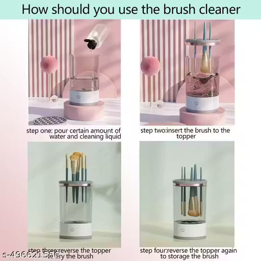 Electric Makeup Brush Cleaner, Makeup Brush Cleaner Machine with Brush Clean Mat, Automatic Cosmetic Brush Cleaner Makeup Brush Tools for All Size Beauty Makeup Brushes Set