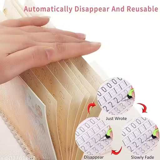 Magic practice Sank Magic Practice Copybook, (4 BOOK + 10 REFILL+ 1 Pen +1 Grip) Number Tracing Book for Preschoolers with Pen, Magic Calligraphy Copybook Set Practical Reusable Writing Tool Simple Hand Lettering
