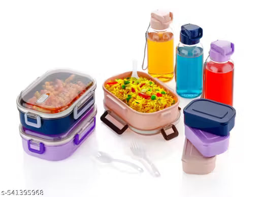 Lunch Box & Water Bottle Combo for Kids | Tiffin Box 900 ml, Water Bottle 1000 ml, | Leak Proof | Easy to Clean | Ideal for School, Picnic |