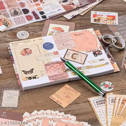 346pc Vintage Aesthetic Scrapbook Kit with Antique Papers, Stickers, WashiTape. Theme, Scrapbook Kit