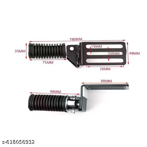 Scooter Footrest - Both Side Mount Foot Pegs for Electric & Petrol Scooters Foot Rest (Black)