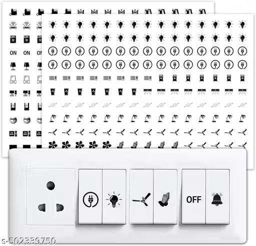 Transparent Switch ID Stickers for Switch Boards, 46 Designs, Pack of 330 Pieces (Transparent)