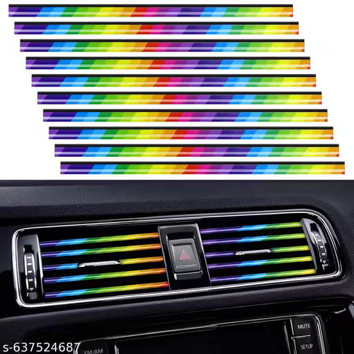 🚗✨ 10 Pack Car AC Vent Trim Strip (Rainbow Chrome Finish)
