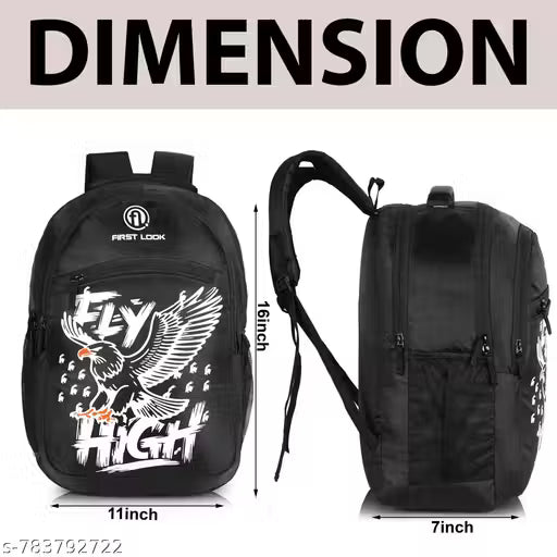 First Look "Fly High" Premium Eagle Print School & College & and Office Travel Backpack (18 Inch) ₹364 ₹386  6% off