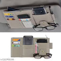 Car Sun Visor Organizer | Sunglass Pen Card Small Document Storage Pouch Holder | Multi-Function Car Space Car Accessories Auto Interior | Car Storage Organizer Pockets with Zipper Net (Grey) (po1)