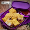 Nitron® PACK OF 2 Unbreakable Divine Lunch Box Set Food Grade Plastic BPA-Free Storage Tiffin 590ML with 120ML Dip Container & Spoon for s School and Adults Office Travel Use Reusable ( Blue & Yellow ) (Combo Offer)