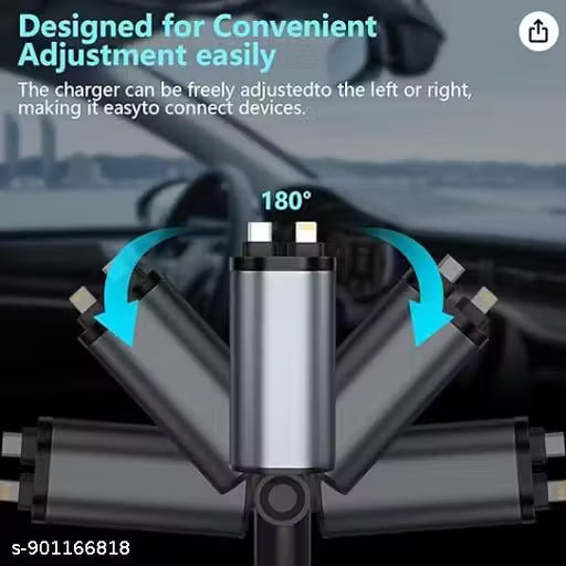 120watt Fast Car Charger (2026 New Version) with 80CM Retractable Type-C Charging for 5 Devices – Universal Car Mobile Charger for All Smartphones & Tabletts Car Charger