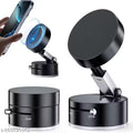 Hold X Magnetic Vacuum Suction Mobile Holder, Multiple Angle Adjustment, Retractable, Strong Magnetic Attachment, Compatible with iPhone & Android Phone for Car, Desk, Mirror, Glass(Black)