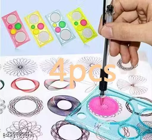 4pcs cristel clear quality DESIGN RULER Spirograph - Geometric Ruler Drafting Tools Stationery for Students Drawing Set Learning Art Sets Creative Gift for Children DIY PROJECT
