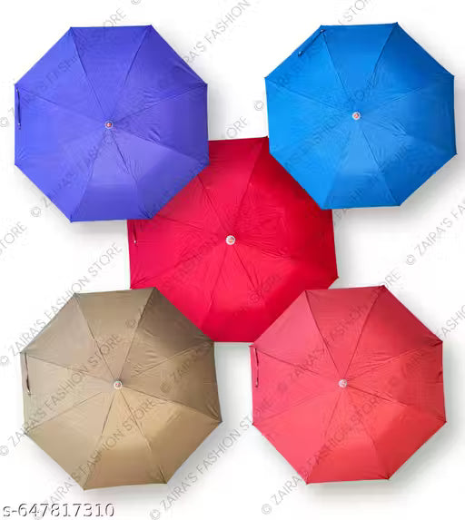 Pack of 3, Multicolor Two Fold Umbrella Combo For Women & Men. Umbrella for Regular use. Easy to Carry