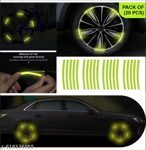 PACK GREEN STAR 10 PCS & RIM RETRO 20 PCS Sign Safety Reflective Decal Tape Waterproof (GREEN)