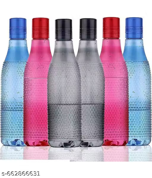 Pack of 6 Water Bottles, 1 Litre Each, Plastic Fridge Bottle Set, BPA Free and Leak Proof Bottles for Travel, Work, Ideal for Gym, Office, Home, College (COBRA_BOTTLE)