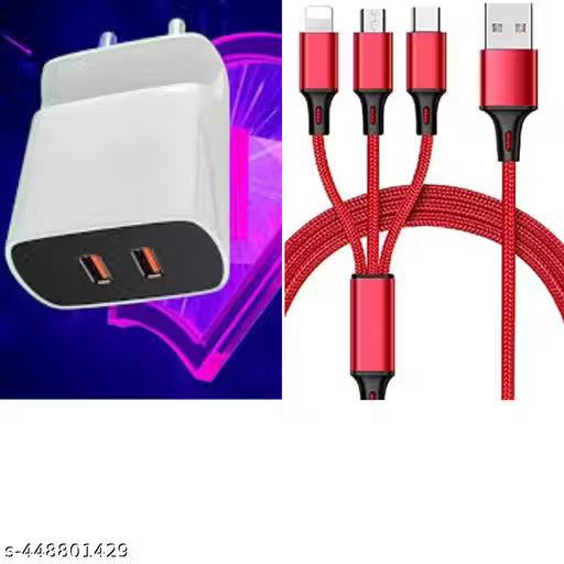 DUAL Fast Charger 3.1 cable, Mico, Types-c , i-phone