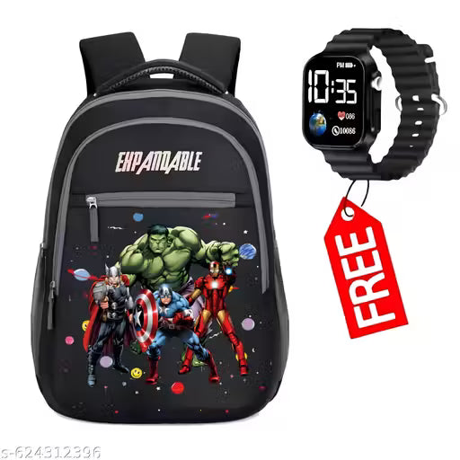 Avenger 25-L 40cm Kids School Bag For nursery Lkg ukg class Boys/Girls Lightweight Waterproof School Bag With Ultra LED Watch