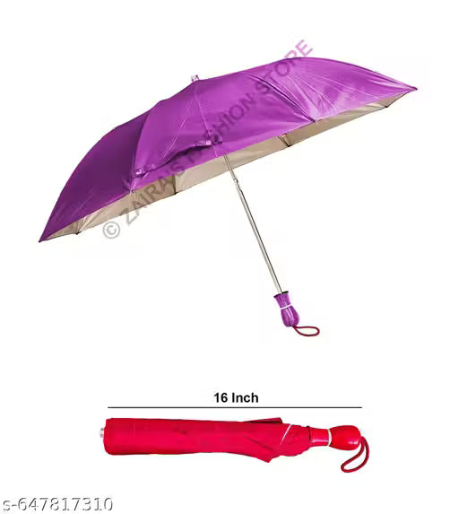 Pack of 3, Multicolor Two Fold Umbrella Combo For Women & Men. Umbrella for Regular use. Easy to Carry