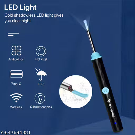Ear Wax Cleaner Tool Kit with HD Camera WiFi Connection Resuable Ear Wax Removal Endoscope Tool Set Ear Camera Otoscope with Light, Ear Cleaning Kit with Cap for, iPad, Android Phones