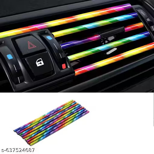 🚗✨ 10 Pack Car AC Vent Trim Strip (Rainbow Chrome Finish)