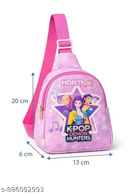 YoKids Hunter Chest Bag for Girls | Kpop Demon Hunters Sling Bag | Stylish Pink Crossbody Chest Sling Bag | Mini Travel Shoulder Bag for Women & Teens