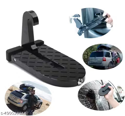 Car Door Step for Easy Roof Access -Multi-Foldable Aluminum Alloy Car Step Hook for Most Cars, SUVs, Trucks - with Glass Breaker