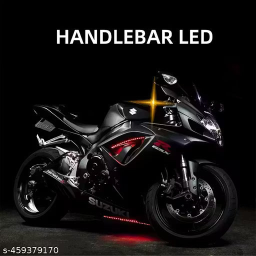 Vagary 2pcs Motorcycle Modified LED Handlebar Light Pole End Indicators Bike Handle Light (Blue Orange)