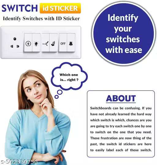Transparent Switch ID Stickers for Switch Boards, 46 Designs, Pack of 330 Pieces (Transparent)