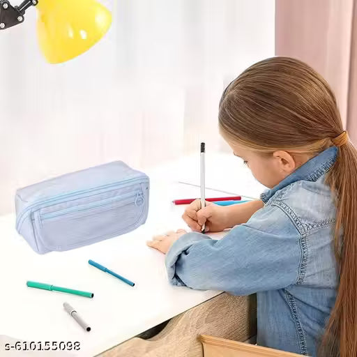 Pencil Pouch for Kids Large Capacity Cross Box Stationery Organizer with Zipper Multipurpose Pen Case for School, Office & College