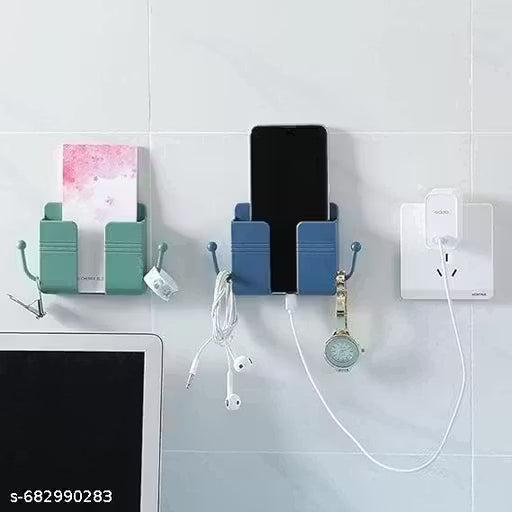 Wall Mount Self-Adhesive Wall Storage Mobile Holder | Mobile Phone Charging Bracket | Multipurpose Organizer Wall Mount Holder for Remotes,Phone (Multicolour Pack