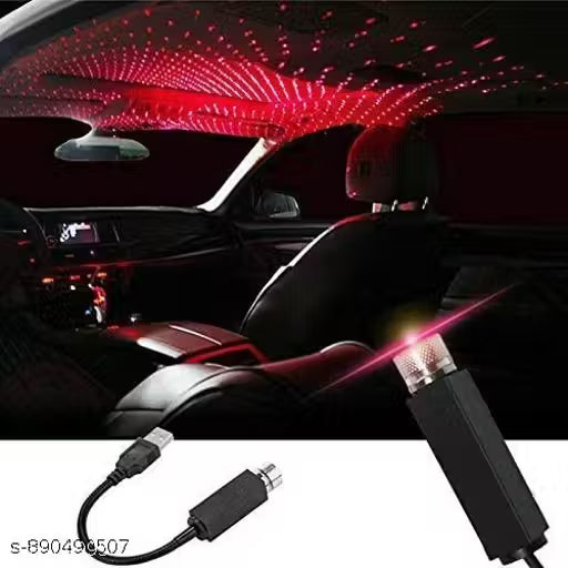 USB Car Roof Star LED Lights, Flexible Romantic Night Lamp Fit All Cars Ceiling Decoration Light Interior Ambient No Need to Install (Red)
