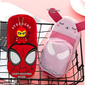 2-Pocket Combo Spiderman & Pink Panda Pencil Pouch for Boys & Girls for School Large Pouch with 2 Zippers, Expandable Pen Case Birthday Gift for Kids Art Polyester Pencil Boxes (Set of 2, Red & Pink)