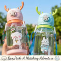 Deer Horn Cartoon Design Sipper Water Bottle for school Kids with Lock cap (Multicolour)(PACK OF 2)