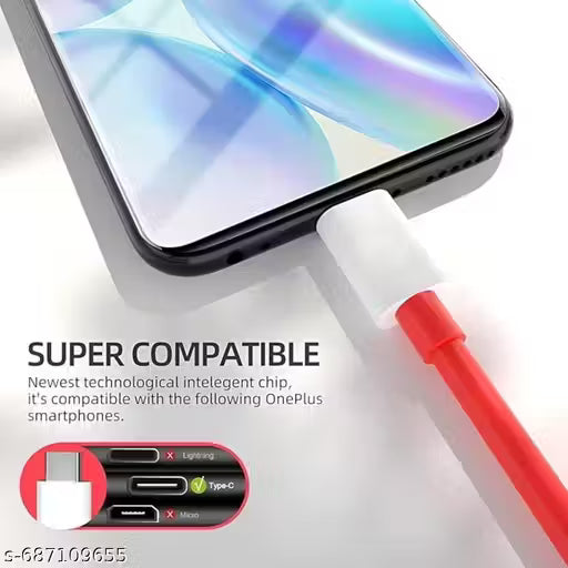 65-Watt Mobile Charger, 65 Watt Fast Charger; Super-Fast Universal Mobile Charger, 65 watt charger, 65 Watt Powerr Adapter Compatible With Supervooc, VOOC, Warp, Dash, SuperDart & Fast Charging with Detachable Red Cable Included