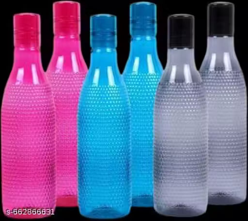 Pack of 6 Water Bottles, 1 Litre Each, Plastic Fridge Bottle Set, BPA Free and Leak Proof Bottles for Travel, Work, Ideal for Gym, Office, Home, College (COBRA_BOTTLE)
