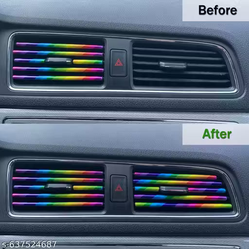 🚗✨ 10 Pack Car AC Vent Trim Strip (Rainbow Chrome Finish)