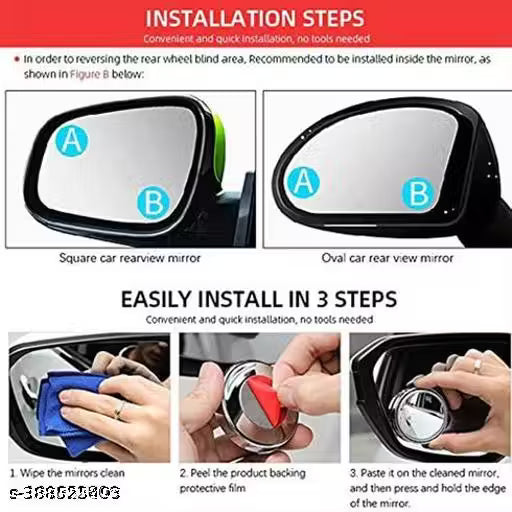 SUNHET ENTERPRISE.2 Pack Of 360 DEGREE BLIND SPOT ROUND WIDE ANGLE ADJUSTABLE CONVEX REAR VIEW MIRROR Side & Blind Spot Mirrors