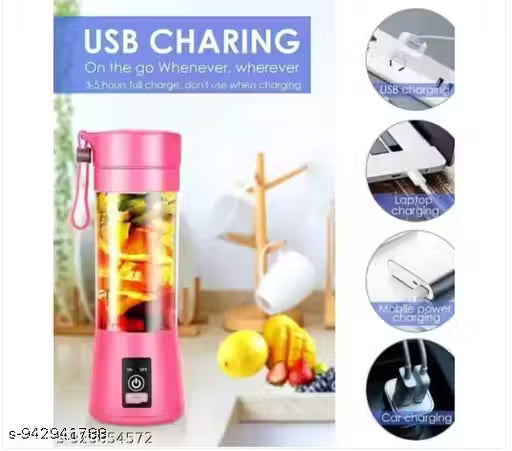 Portable USB Rechargeable Mini Juicer Blender Bottle for Smoothies & Juicer Maker – 6 Blade Electric Mixer Grinder Travel Bott