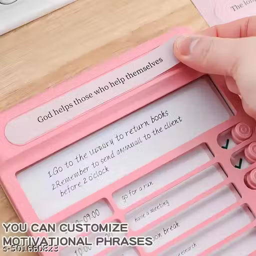Cute Habit/Schedule Tracker Portable Self-Discipline Chores Chart Daily Checklist Board with 15 Pcs Blank Paper Sliding Morning Routine Chart Planning Boards Reminder Chart for Home School Office (1ps/Pink)