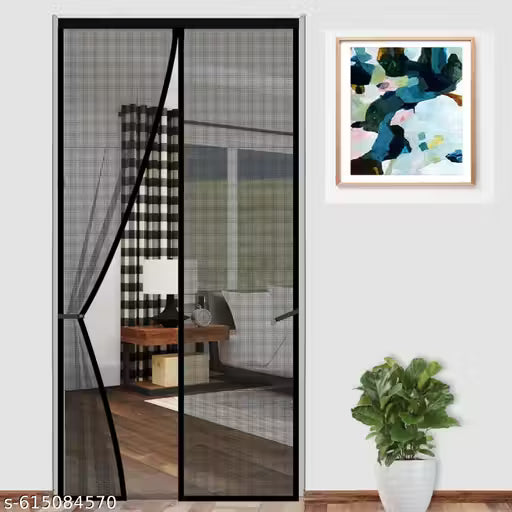 Magnetic Mosquito Polyester Net for Door SIZE: 120 X 210 BLACK | Mosquito Curtain for All Door Types & Sizes | Auto-Closing Insect Screen to Keep Mosquito Out .