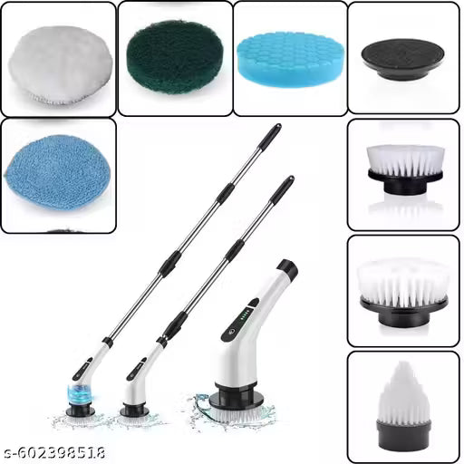 Electric Spin Scrubber, Full Body Waterproof Cordless Cleaning Brush with 7 Replaceable Brush Heads Power Scrubber Shower Adjustable & Detachable Handle for Bathroom, Tub, Tile, Floor, Car