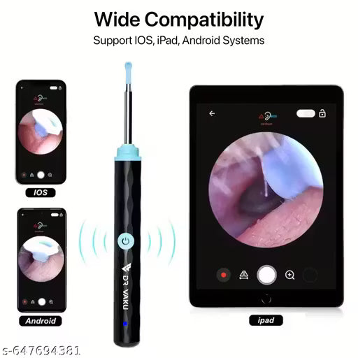 Ear Wax Cleaner Tool Kit with HD Camera WiFi Connection Resuable Ear Wax Removal Endoscope Tool Set Ear Camera Otoscope with Light, Ear Cleaning Kit with Cap for, iPad, Android Phones